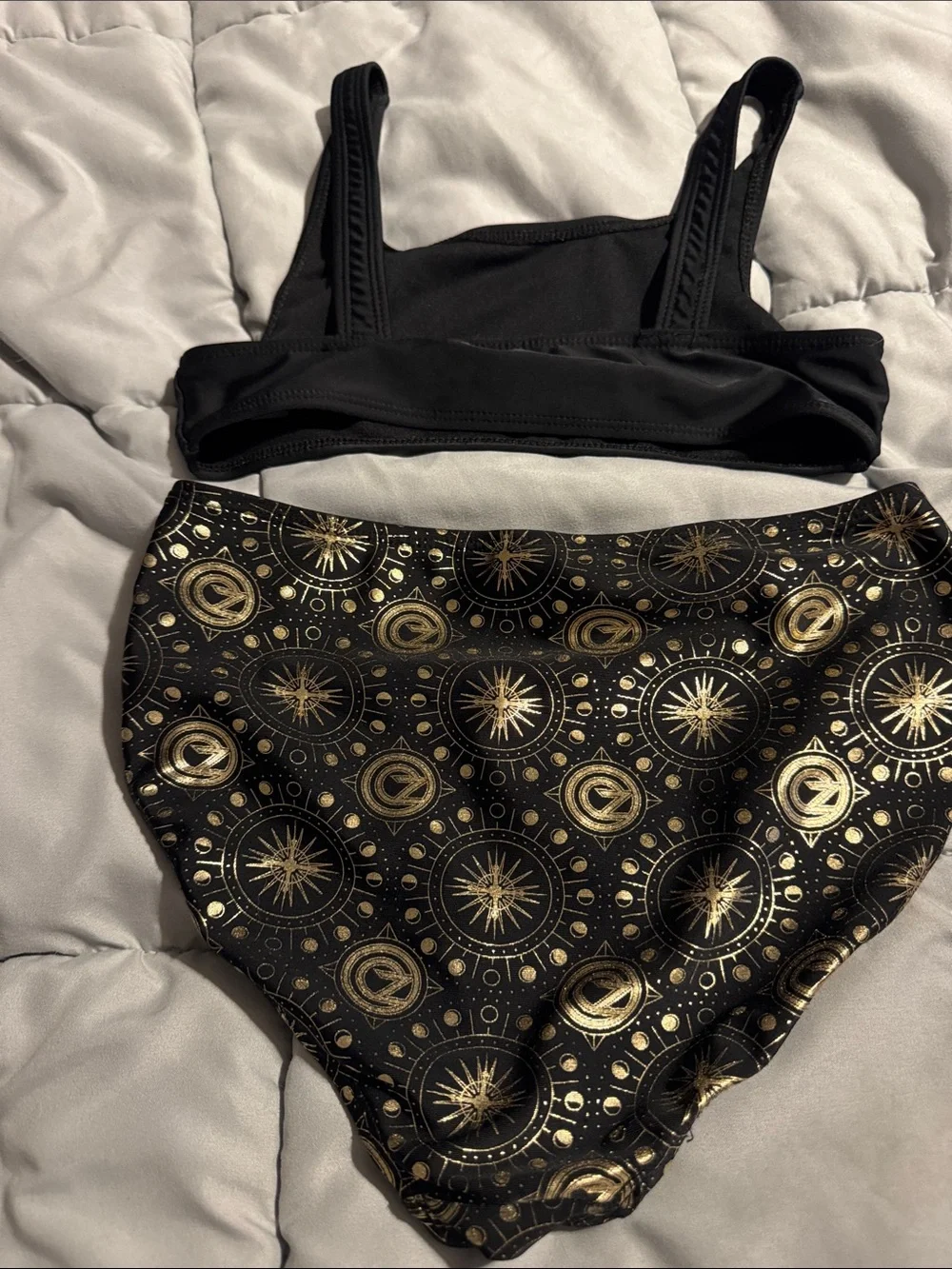 Wicked Black & Gold High-Waist Bikini Set - Kid’s Swim